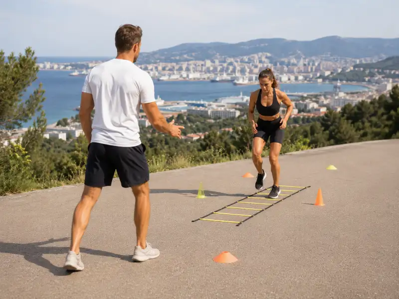 Travail spécifique de préparation physique en extérieur près de La Ciotat
